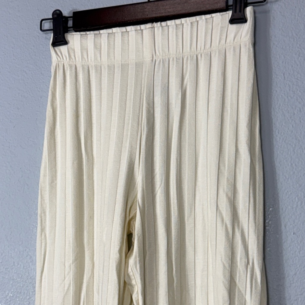 Reformation Women's Cream Ribbed Pull-On Pants